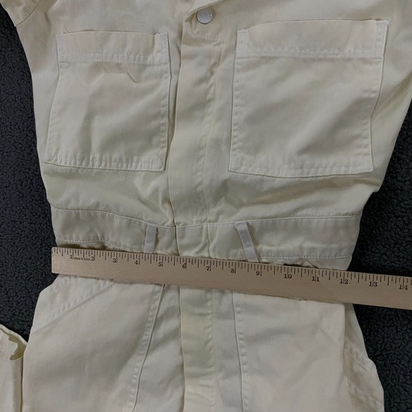 Big Bud Press Jumpsuit size Small Coverall Mechanic Short Sleeve Pastel Yellow - Picture 11 of 13